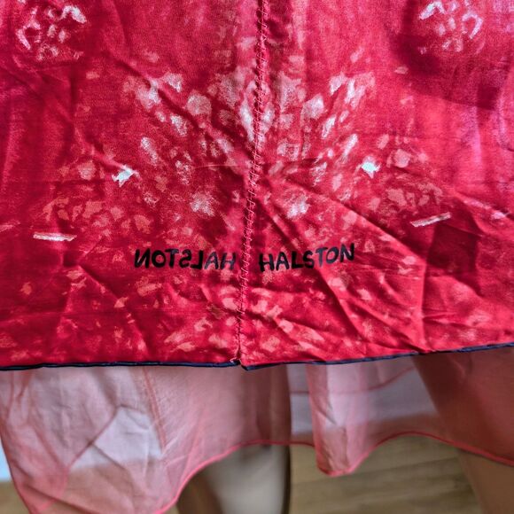 Vintage Launch by Susan Young Halston Print Mini Dress Silk Bow Pink Coquette L - Picture 6 of 16